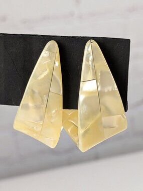 Vintage Mother of Pearl Acrylic Wrap Earrings